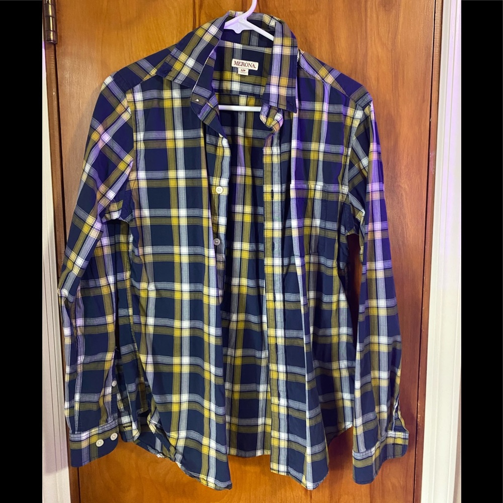 Navy and yellow men’s button up